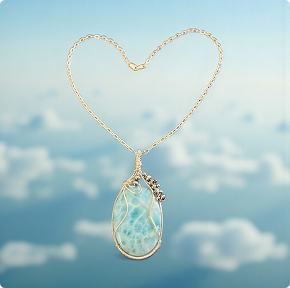 Beautiful Custom Larimar Necklace. Sterling Silver 925 wire wrap and sterling silver beads.