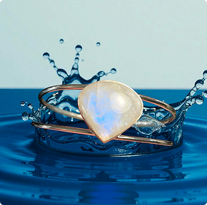 Sterling Silver Cuff Bracelet features Stunning Moonstone.