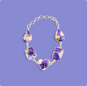 Sterling Silver Purple Rose Dahlia Bracelet