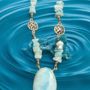 SS Larimar Pedant accented with Larimar Chips and Fancy Sterling Silver.