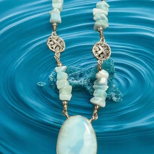 SS Larimar Pedant accented with Larimar Chips and Fancy Sterling Silver.