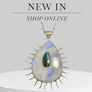 Silver Moonstone and Blue Flash Labrodite Statement Necklace