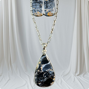 Beautiful Pietersite Pendant and Earring Set. Includes 18" SS Chain.