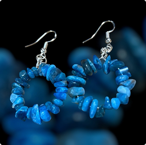 Apatite Chip 1" Hoop Earrings with SS Ear Hooks.