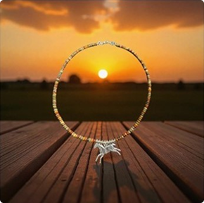 Custom Red Creek Jasper Necklace accented with SS Running Tribal Horse and SS Saucers