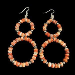 Custom 1"/2" Double Dangle Spiney Turquoise Hoop earrings accented with SS Pearls