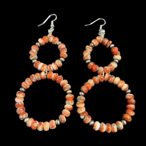 Custom 1"/2" Double Dangle Spiney Turquoise Hoop earrings accented with SS Pearls