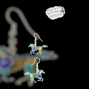 MULTICOLOR ARCRYLIC RUNNING HORSES EARRINGS