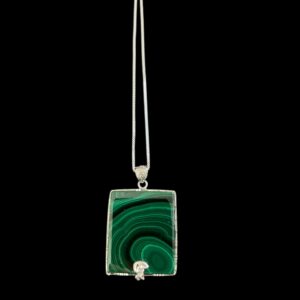 Malachite Necklace (square accented with clear crystal)