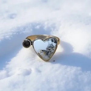 Stabilized White Buffalo/Black Spinel Ring (Adjustable)