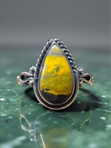 Bumble Bee Jasper Teardrop Ring (size 8)