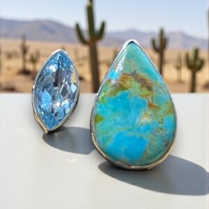 Mohave Turquoise/Blue Topaz Ring (Adjustable)