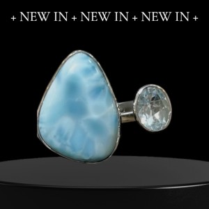 High Quality Larimar/Blue Topaz Ring (Adjustable)