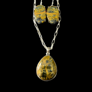 Rare Pietersite/Tiger Eye Necklace and Earring Set. Includes 18"-20" Sterling Silver Chain