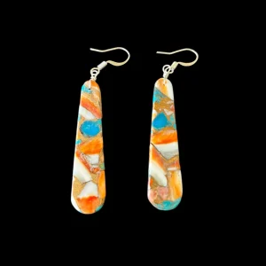 Oyster Turquoise 2" Dangle Earrings. Sterling Silver Ear Hooks