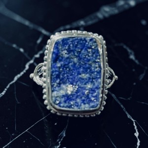 Rough Lapis Lazul Sterling Silver Ring (Size 8)