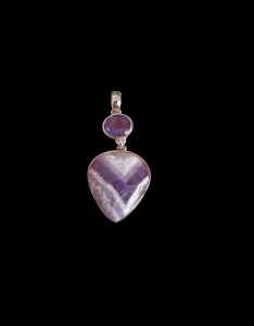 Heart Chevron Amethyst Accented with Amethyst Crystal