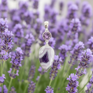 Beautiful Chevron Amethyst Accented with Amethyst Crystal