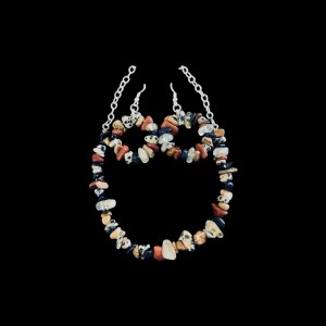 Assorted Jasper Chip Necklace and Earring Set