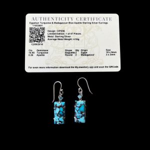Rare Stunning Egyptian Turquoise Earrings Accented with Madagascan Blue Apatite. Sterling Silver Ear Hooks.