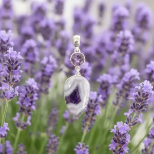Beautiful Chevron Amethyst Accented with Amethyst Crystal